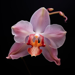 pink orchid isolated on black