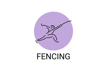 fencing sport vector line icon. sportman, fighting stance. sport pictogram illustration.