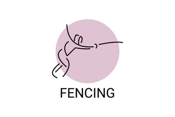 fencing sport vector line icon. sportman, fighting stance. sport pictogram illustration.