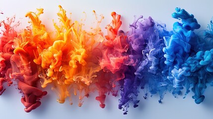Liquid cloud of ink in bright colors on a white background. Abstract background for banner or web design. Generative AI