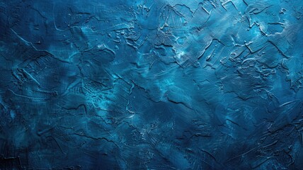 Textured blue painting with abstract patterns