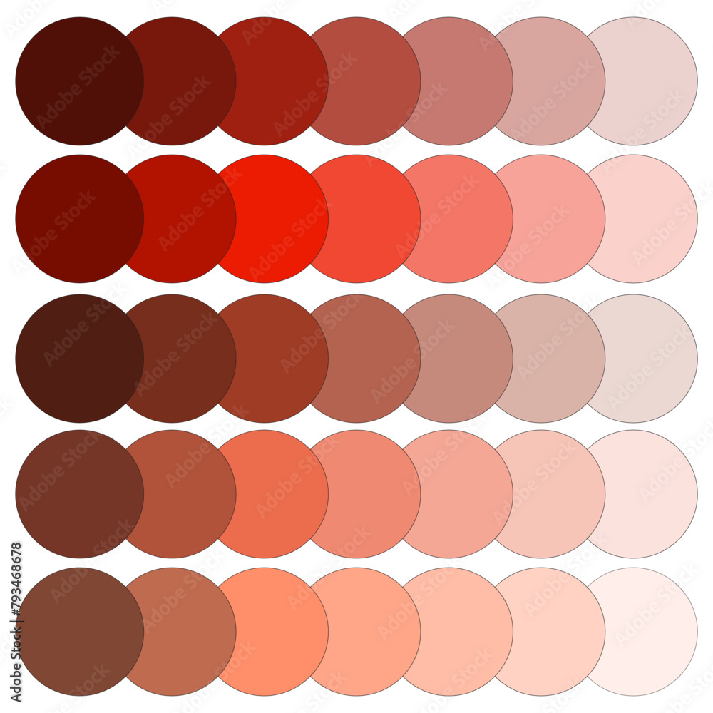 Poster crimson to peach gradient dots. warm color spectrum design. circular pattern illustration. vector il
