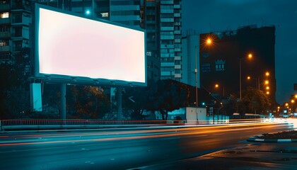 Urban Marketing Potential: Blank Billboard at Night Representing the Possibilities of Urban Advertising and Public Messaging