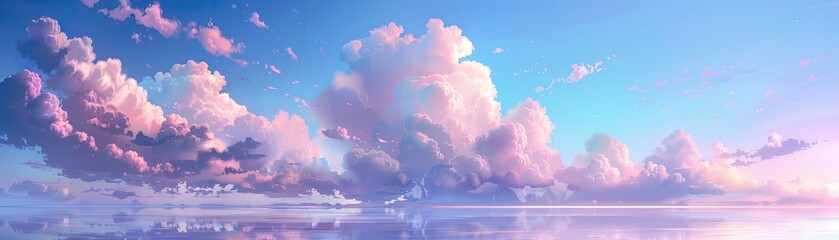 A beautiful blue sky with pink clouds