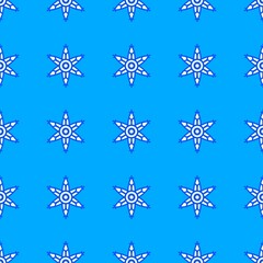 seamless pattern with snowflakes on blue backdrop