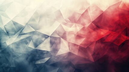 Abstract red and blue geometric shapes with gradient effect - obrazy, fototapety, plakaty