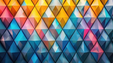 Colorful 3D triangular pattern - obrazy, fototapety, plakaty
