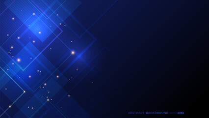 Geometric blue abstract background. Composition with square shapes, shiny dots effect, and lines stripe