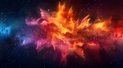 Abstract  wallpaper of space explosion amidst stars, - obrazy, fototapety, plakaty