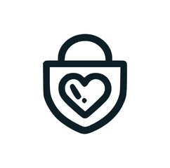 The padlock love line art icon logo. Vector illustration.