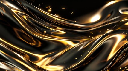 Shimmering golden liquid-like surface with sparkling particles