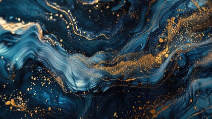 Abstract blue and gold marble pattern