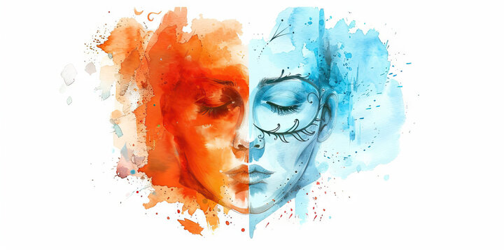 Cognitive Dissonance: The Two-Faced Mask and Conflicted Expression - Picture a two-faced mask with a conflicted expression, illustrating the cognitive dissonance experienced by cult members.