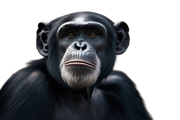picture photograph chimpanzee common thoughtful looking ape stock chimp photo monkey pan sad image troglodytes primate head bonobo hand animal mammal congo africa white background sitting black one
