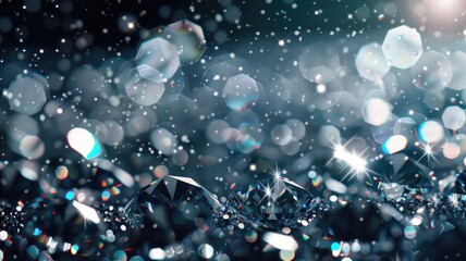 Abstract sparkling particles and lights on dark background - obrazy, fototapety, plakaty