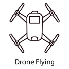 Drone Flying Vector Icon. Design  Icon symbolizing the activity of drone flying.