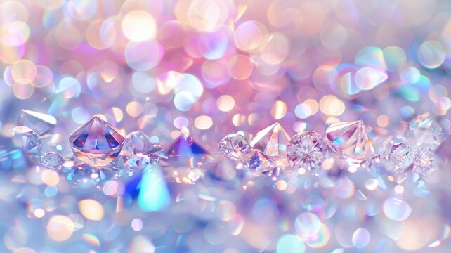 Colorful sparkling gemstones with bokeh background