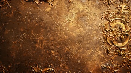 Golden textured background with ornate floral patterns