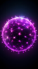 3D rendering of glowing sphere with connections and data points