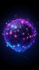 Obraz premium 3D rendering of glowing sphere with connections and data points