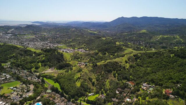 Aerial View of Terra Linda Sleepy Hollow Divide, Mt Tamalpais, Marin County, California, Scenic