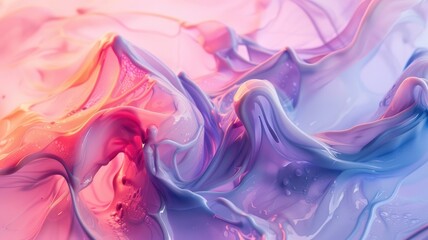 Fototapeta premium Abstract image of swirling pink and blue hues resembling fluid art