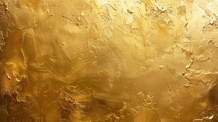 Fotobehang Textured golden surface with reflective sheen and artistic streaks © Татьяна Макарова