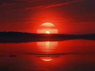 Obraz premium sunset over the river