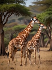 Obraz premium Two giraffe in the forest