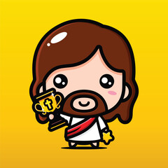 cute jesus with championship trophy