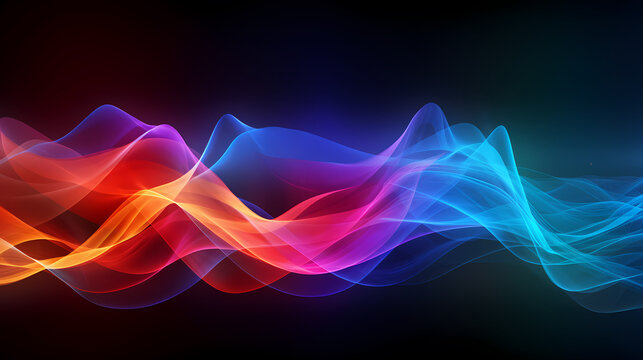 Sound wave abstract spectrum on rainbow colored background