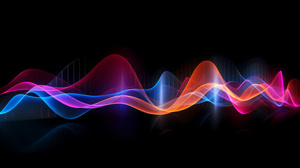 Sound wave abstract spectrum on rainbow colored background