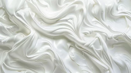 Fotobehang Close-up image of white creamy texture with smooth peaks and swirls © Татьяна Макарова