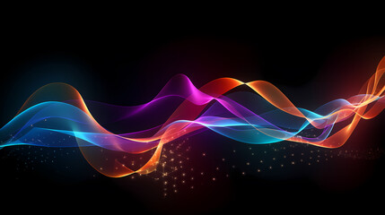 Sound wave abstract spectrum on rainbow colored background