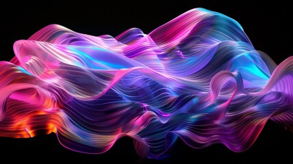 Fototapeta premium Explore the captivating beauty of this abstract fluid iridescent holographic neon curved wave in motion