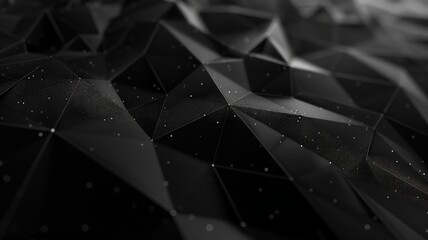 the depths of technology with a captivating black background adorned with a geometric 3D structure, expertly rendered by an HD camera to create a visually stunning backdrop for any digital project - obrazy, fototapety, plakaty