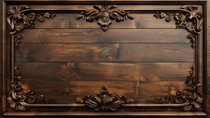 Ornate wooden frame with detailed floral and scroll designs glossy finish