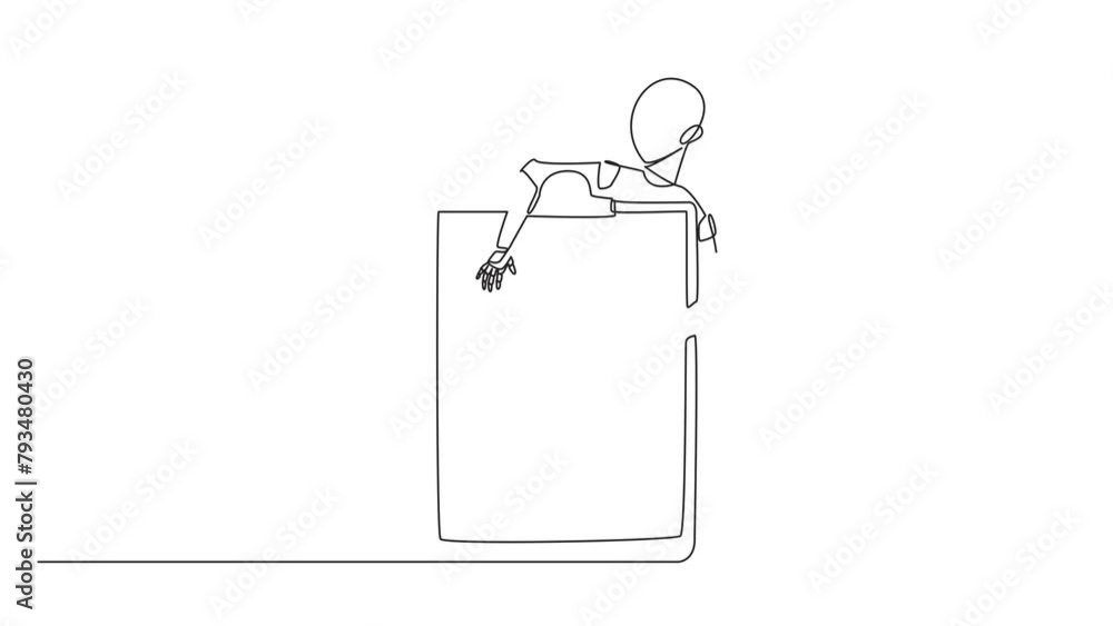 Aufkleber self drawing animation of continuous line drawing robotic hugging clipboard. provide assistance to d
