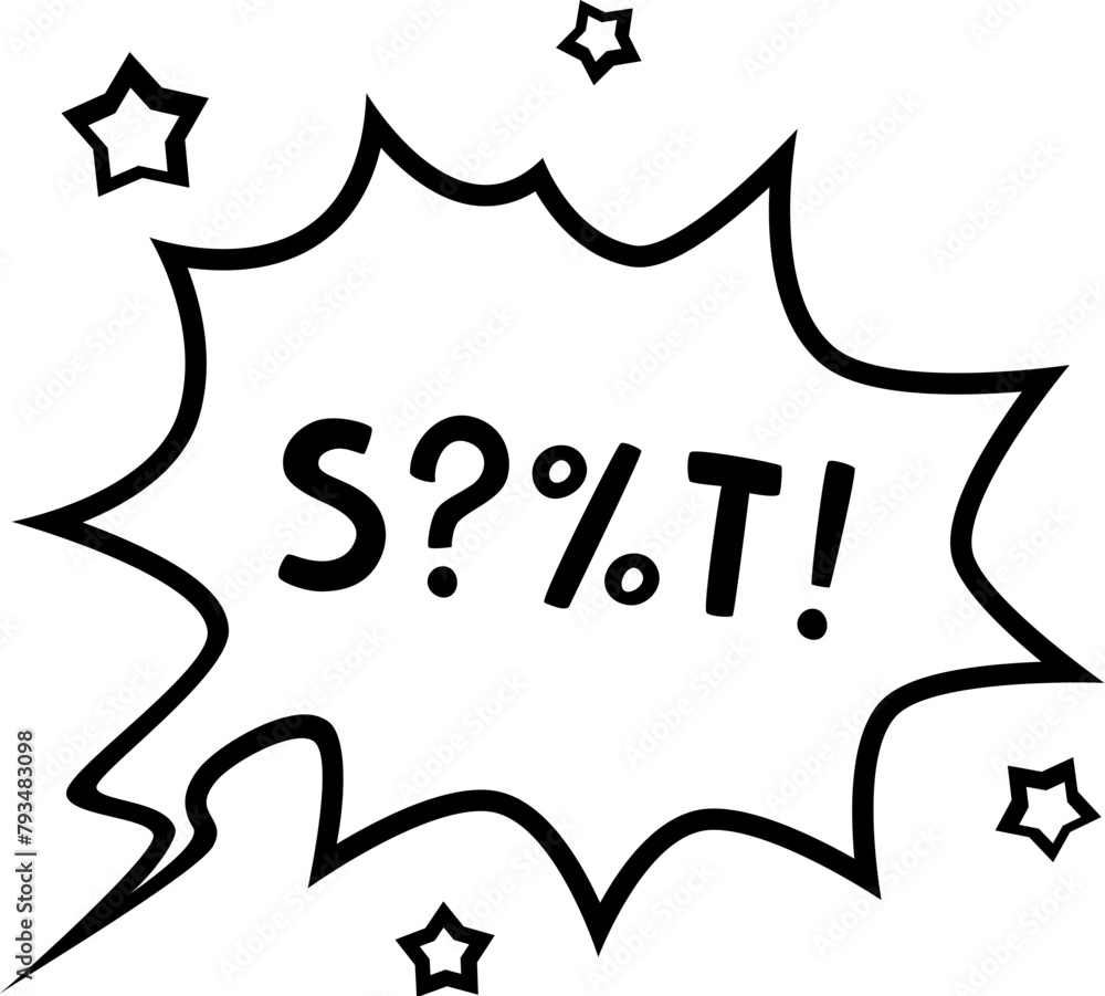 Aufkleber swear speech bubble or comic message cloud with bad curse word, cartoon vector talk icon. anger emoj