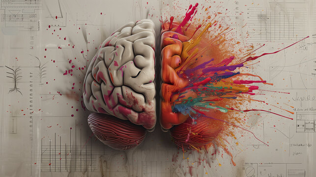 Creative Brain Concept with Colorful Art and Logical Sides