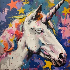 dabbing very cute unicorn with stars