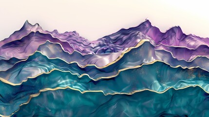 Obraz premium colorful mountains and river pattern illustration poster background