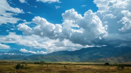landscape with beautiful mountain views with clouds
