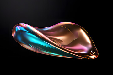 Futuristic holographic background with glossy brown gold liquid iridescent effect