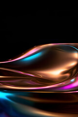 Naklejka premium Futuristic holographic background with glossy brown gold liquid iridescent effect