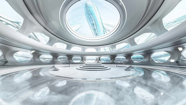 full 360 spherical panorama view of futuristic. seamless looping overlay 4k virtual video animation background