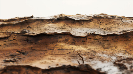 Layered earth textures with cracks, symbolizing arid conditions and geological time.
