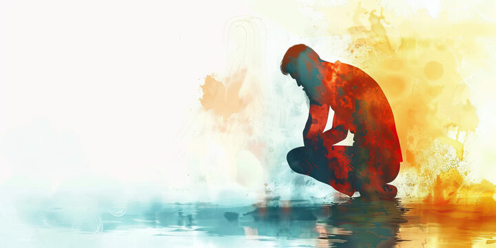 Solace in Prayer: The Kneeling Figure and Comforting Light - Visualize a person kneeling in prayer, with a comforting light shining down, illustrating the solace and comfort that religion can bring