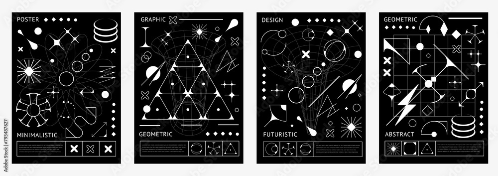 Poster brutal y2k posters. vector vertical black and white minimalist templates with brutalism figures. car