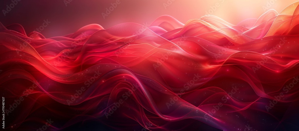 Poster a vibrant abstract background featuring a blend of red and pink hues with elegantly flowing fabric p